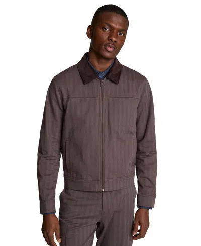 Kenneth Cole Zip Front Trucker With Contrast Collar In Gray