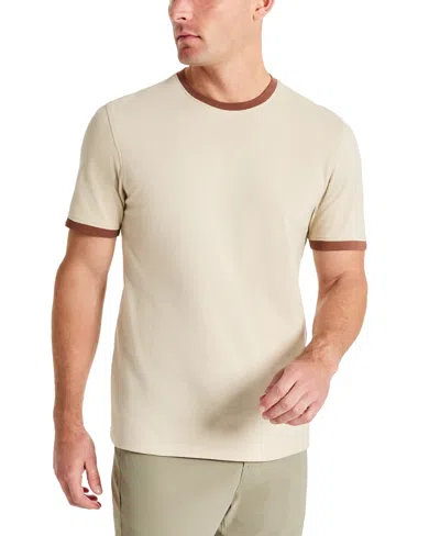 Kenneth Cole Men's Contrast-trim Textured Short Sleeve T-shirt In Tan