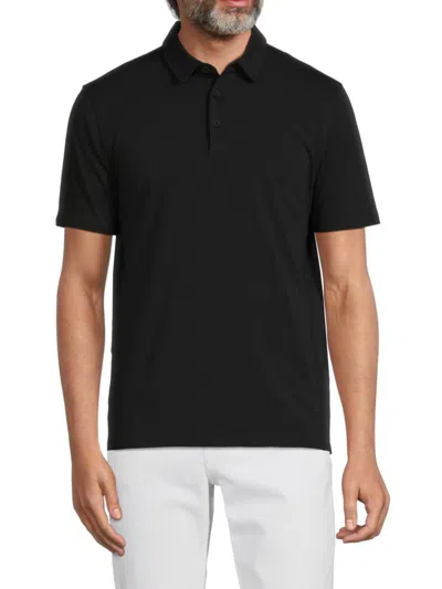 Kenneth Cole Performance Button Polo In Black