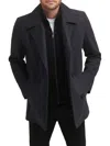 Kenneth Cole Men's Double Breasted Bib Peacoat In Charcoal