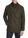 Kenneth Cole Men's Double Breasted Bib Peacoat In Green
