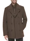 Kenneth Cole Men's Double Breasted Bib Peacoat In Medium Brown