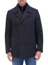 Kenneth Cole Men's Double Breasted Wool Blend Peacoat In Charcoal