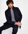 Kenneth Cole Men's Double Breasted Wool Blend Peacoat With Bib In Navy