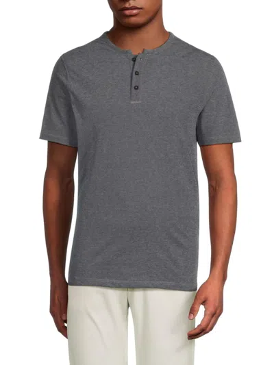 Kenneth Cole Men's Heathered Henley Shirt In Black Heather
