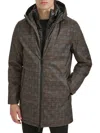 Kenneth Cole Men's Water-resistant Hooded Stadium Coat With Removable Puffer Bib In Grey Multi