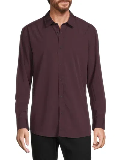 Kenneth Cole Men's Long Sleeve Button Down Shirt In Dark Purple