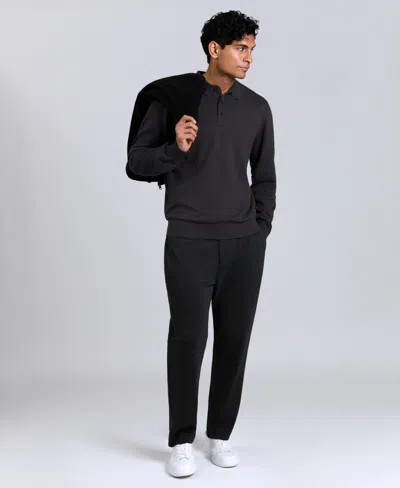 Kenneth Cole Men's Long Sleeve Polo Sweater In Black