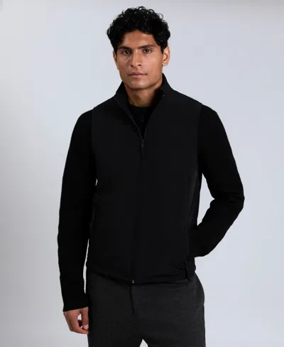 Kenneth Cole Men's Mixed Media Mock Neck Vest In Black