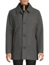 Kenneth Cole Men's Mock Turtleneck Sweater Lined Wool Blend Coat In Gray