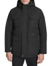 Kenneth Cole Men's Oxford Weave Regular Fit Parka In Black