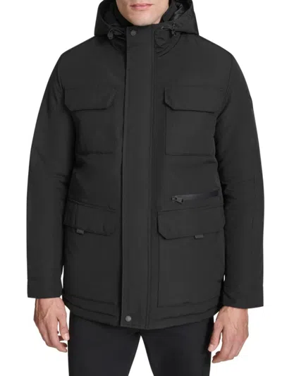 Kenneth Cole Men's Oxford Weave Regular Fit Parka In Black