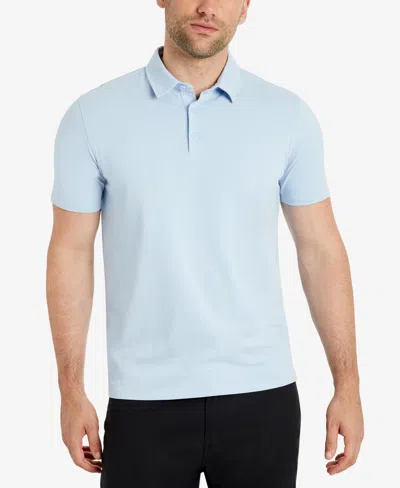 Kenneth Cole Essential Stretch Knit Polo In Light Blue