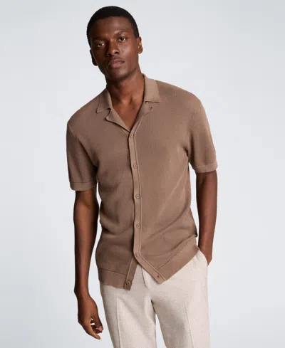 Kenneth Cole Men's Point Collar Short-sleeve Camp Shirt In Brown