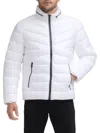 Kenneth Cole Men's Quilted Zip Up Jacket In White