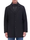 Kenneth Cole Men's Rain Tech Jacket With Quilted Full-zip Bib In Black