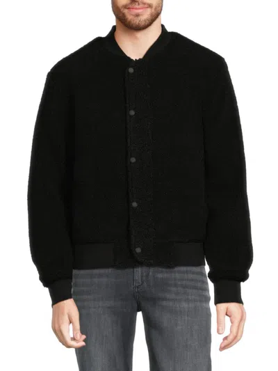 Kenneth Cole Mens Faux Shearling Reversible Bomber Jacket In Black