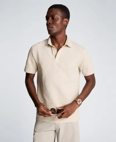 Kenneth Cole Men's Seersucker Polo Collar Polo Shirt In White