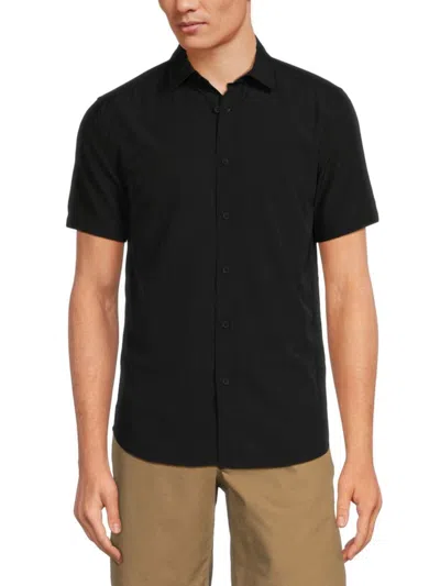 Kenneth Cole Men's Short Sleeve Button Down Shirt In Black