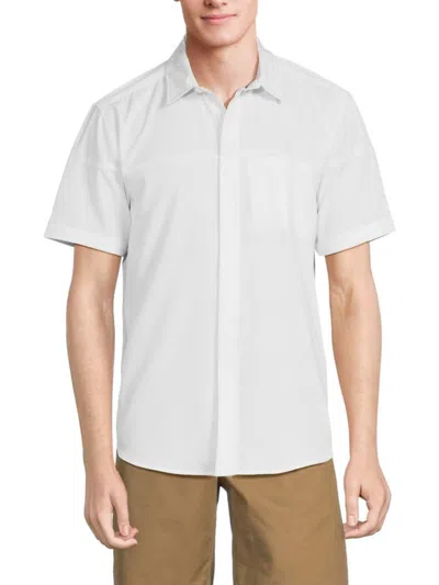 Kenneth Cole Men's Short Sleeve Button Down Shirt In White