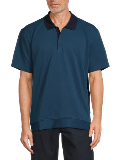 Kenneth Cole Men's Short Sleeve Contrast Polo In Blue