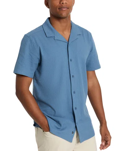 Kenneth Cole Men's Short Sleeve Seersucker Camp Shirt In Blue