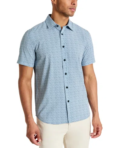 Kenneth Cole Men's Short-sleeve Sport Shirt In Blue,white
