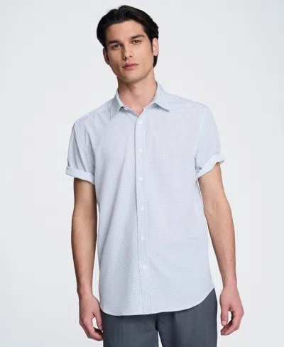 Kenneth Cole Men's Short-sleeve Point Collar Shirt In Blue