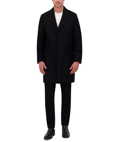 Kenneth Cole Men's Slim Fit Peak Lapel Topcoat In Black
