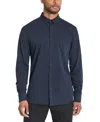 Kenneth Cole Men's Slim-fit Plain White Performance Long-sleeve Button-down Shirt In Navy