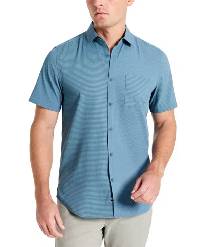 Kenneth Cole Men's Slim Fit Short-sleeve Mixed Media Sport Shirt In Blue