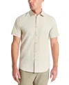 KENNETH COLE MEN'S SLIM FIT SHORT-SLEEVE MIXED MEDIA SPORT SHIRT