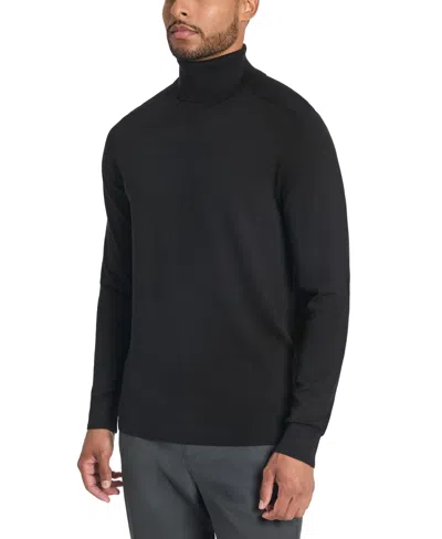 Kenneth Cole Mens Ribbed Trim Knit Turtleneck Sweater In Black