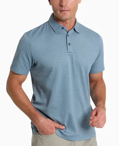 Kenneth Cole Men's Slim-fit Two-toned Textured-knit Polo Shirt In Blue Mix