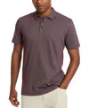 Kenneth Cole Men's Slim-fit Two-toned Textured-knit Polo Shirt In Mulberry Mix