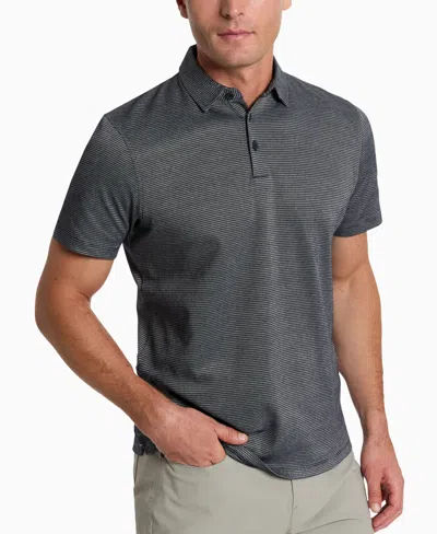 Kenneth Cole Men's Slim-fit Two-toned Textured-knit Polo Shirt In Navy Mix