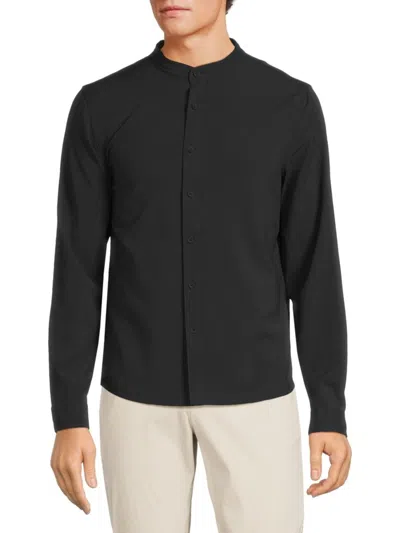 Kenneth Cole Men's Solid Band Collar Shirt In Black