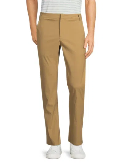 Kenneth Cole Men's Solid Flat Front Pants In Light Brown