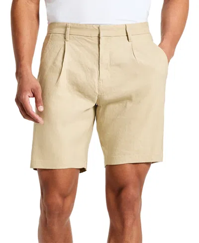 Kenneth Cole Men's Solid Pleated 8" Performance Shorts In Tan