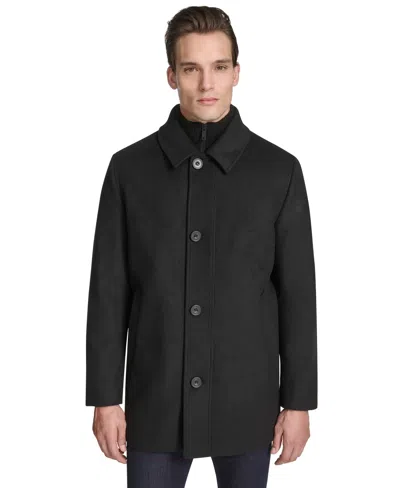 Kenneth Cole Men's Stand-collar Zip-bib Button Car Coat In Black