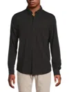 Kenneth Cole Men's Stretch Cotton Point-collar Woven Shirt In Black