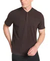 Kenneth Cole Men's Textured-knit Bomber-collar Performance Henley In Dark Brown