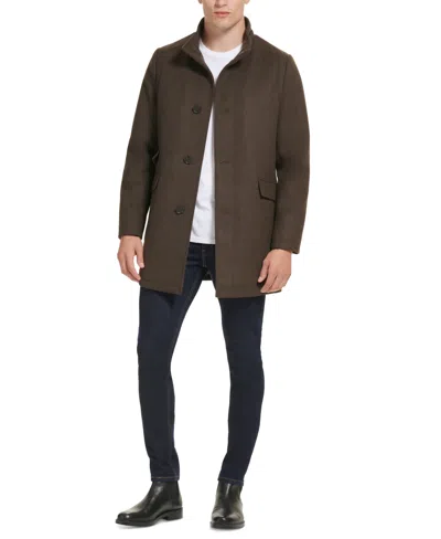Kenneth Cole Men's Wool Button Car Coat In Brown