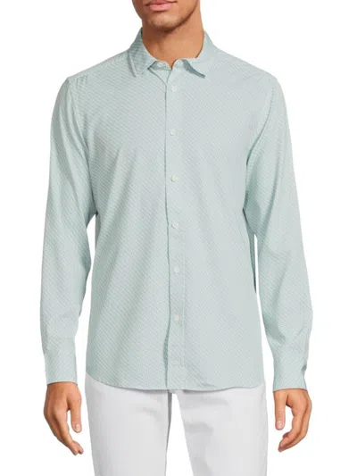 Kenneth Cole Men's Woven Button Down Shirt In Green