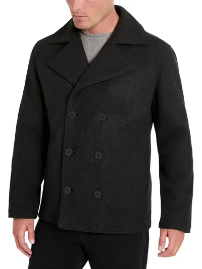 Kenneth Cole Mens 4-way Stretch Vented Pea Coat In Charcoal