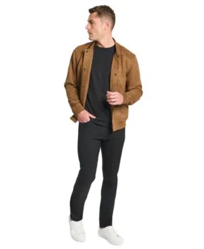Kenneth Cole Mens Faux Suede Snap Front Bomber Jacket Performance Crewneck T Shirt Slim Tapered Tech Pants In Navy
