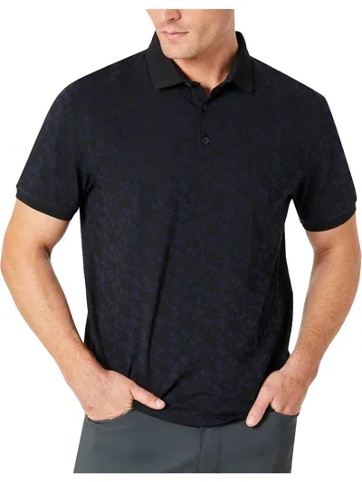 Kenneth Cole Mens Printed Cotton Polo In Blue