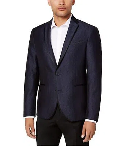 Pre-owned Kenneth Cole Mens Shine Dinner Two Button Blazer Jacket In Blue