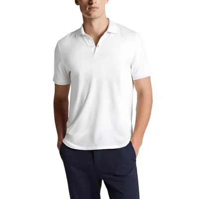 Kenneth Cole Mens Solid Cotton Polo In White