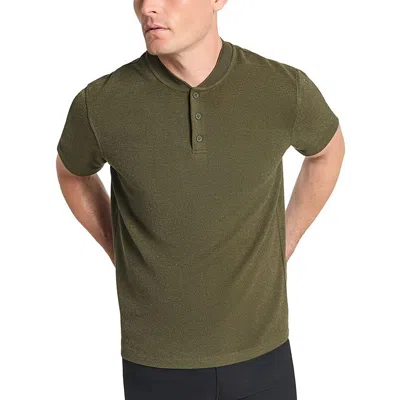 Kenneth Cole Mens Solid Polyester Henley Shirt In Dark Green
